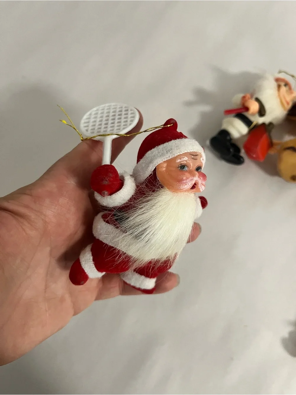 7 vintage flocked ornaments